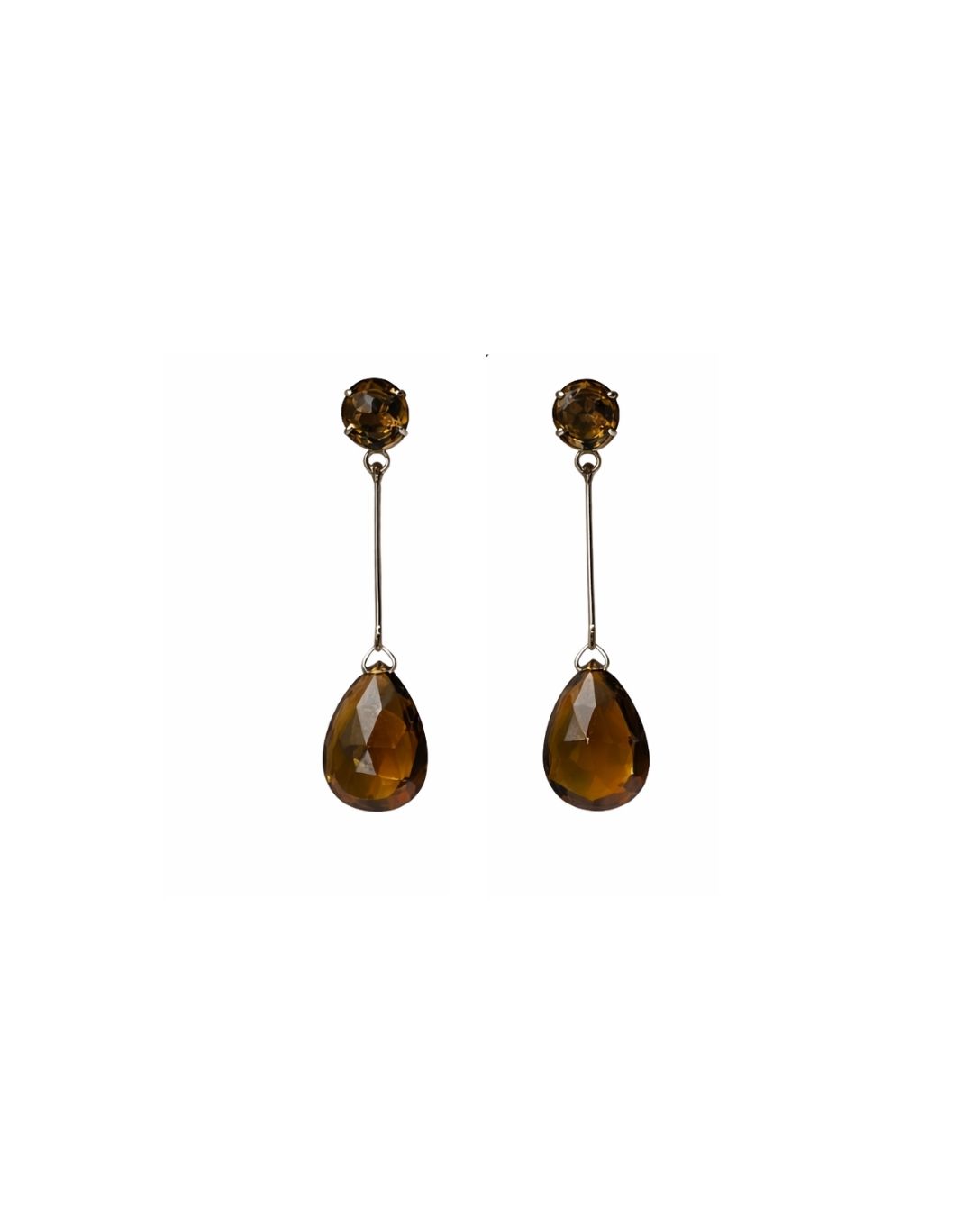 Graceful Bear Quartz Drop Sterling Silver Pendant Set - Image 2