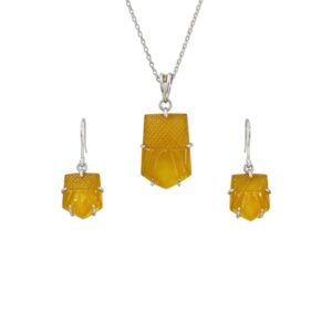 Elegant Chalcedony Fancy Sterling Silver Pendant Set