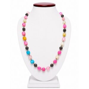 Charming Multi Agate Diamond Ball Mala