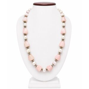 Rose Quartz Pearl Elegance Mala Necklace