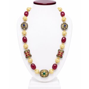 Floral Mosaic Semi-Precious Mala Necklace