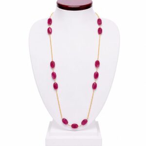 Radiant Red Jade Gold Chain Mala