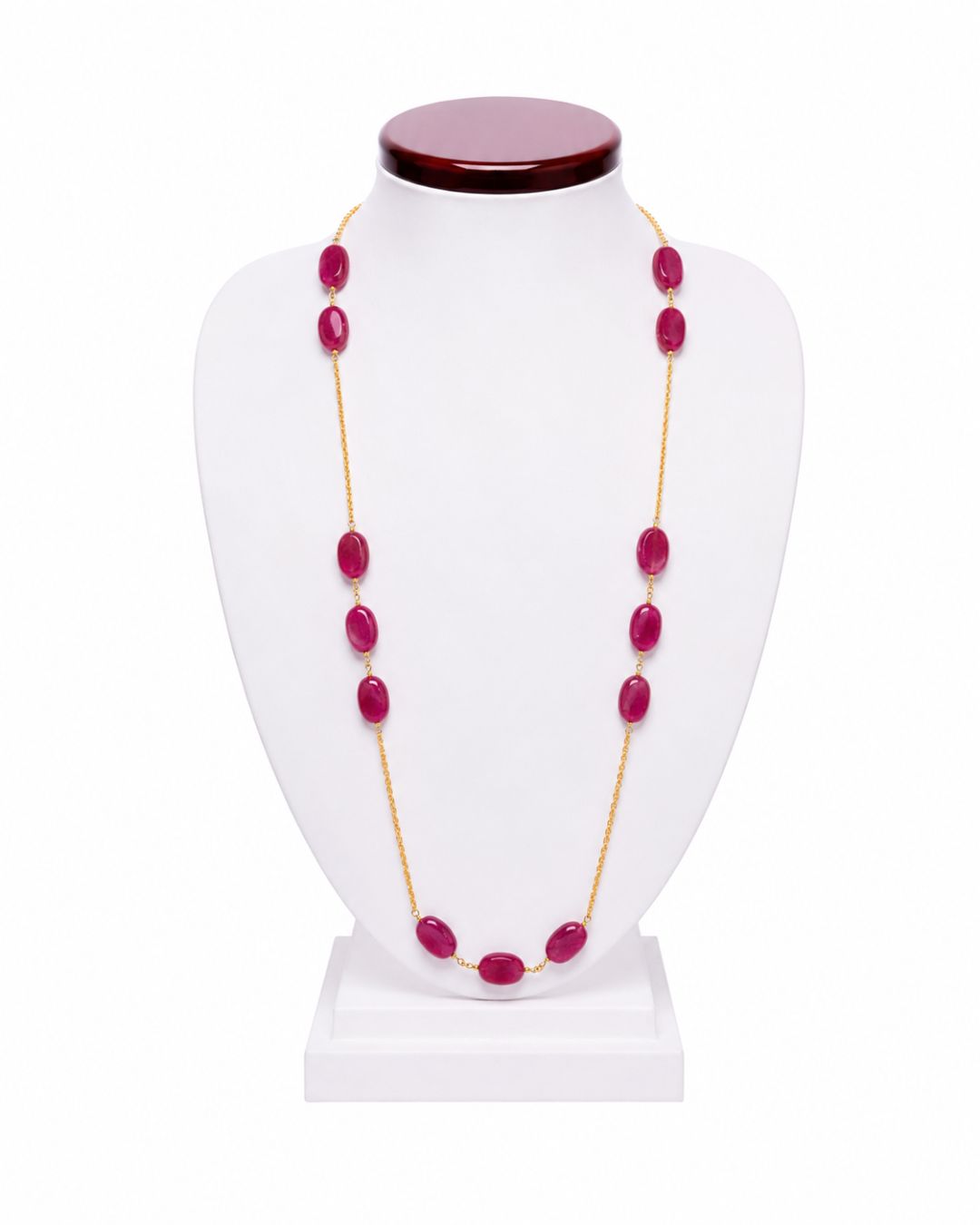 Radiant Red Jade Gold Chain Mala