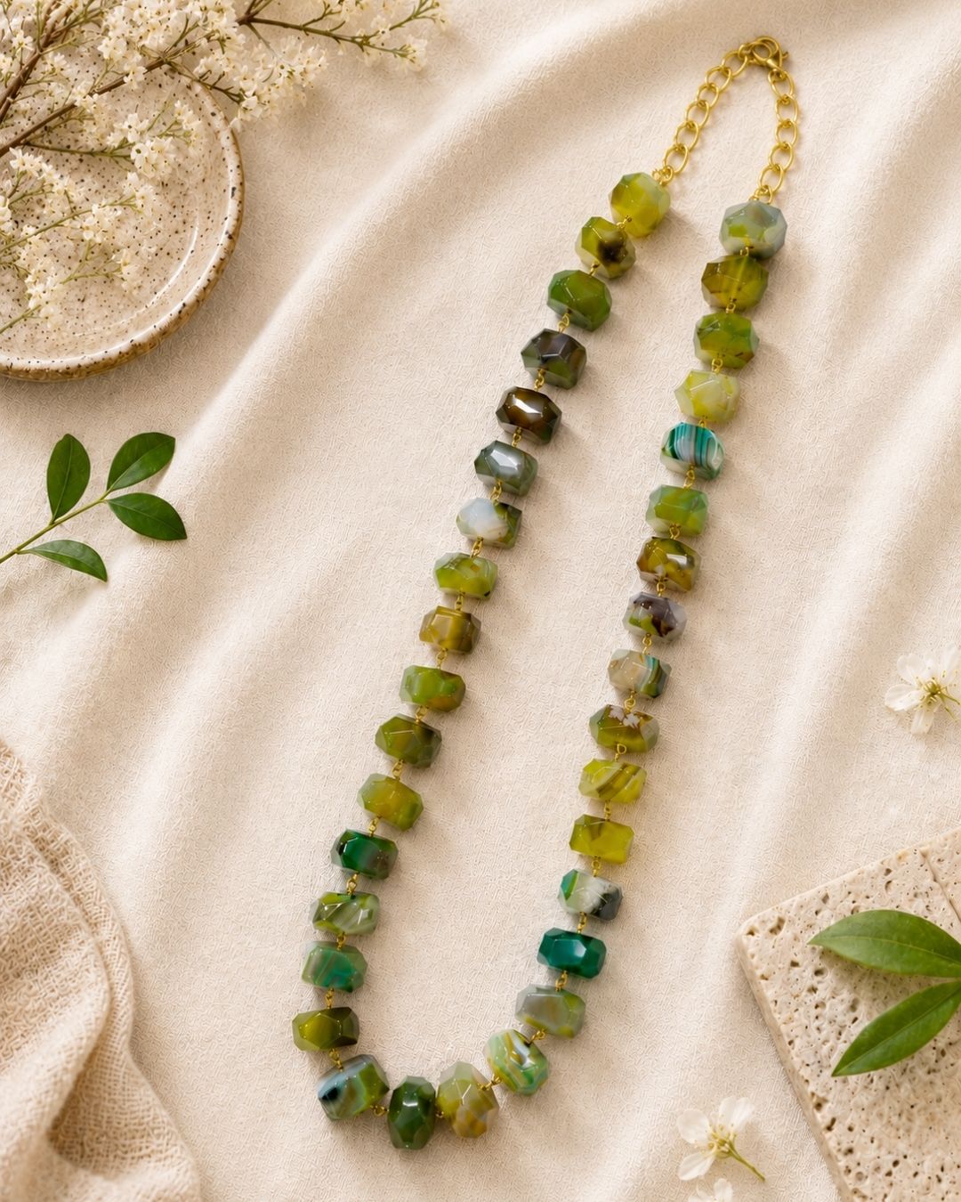 Natural Bi-Colour Agate Statement Mala Necklace - Image 2