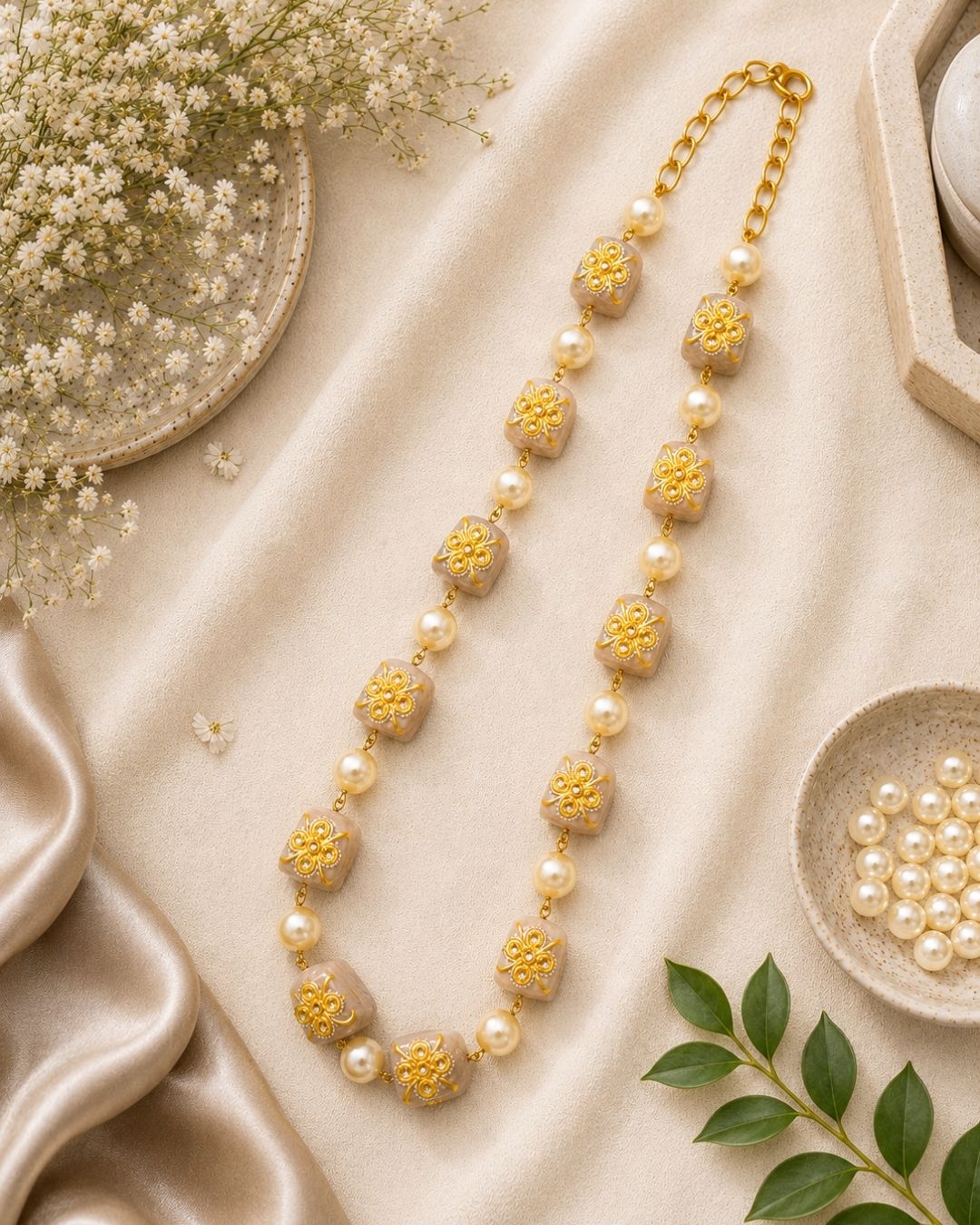 Designer Kundan Work Quartz Mala - Image 2