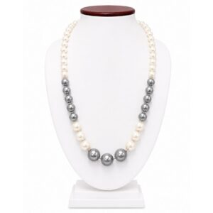 Moonlit Contrast Shell Pearl Mala Necklace