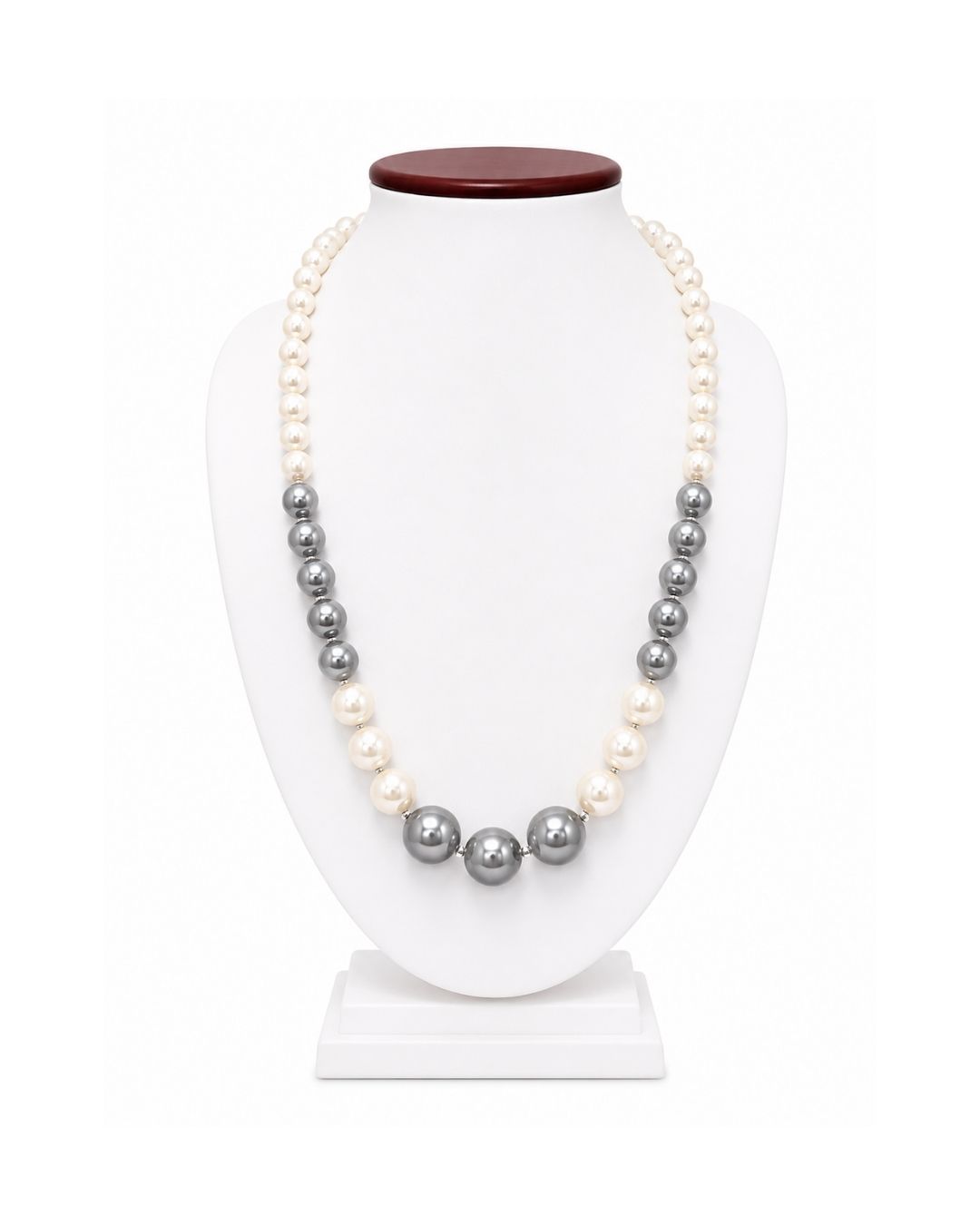 Moonlit Contrast Shell Pearl Mala Necklace