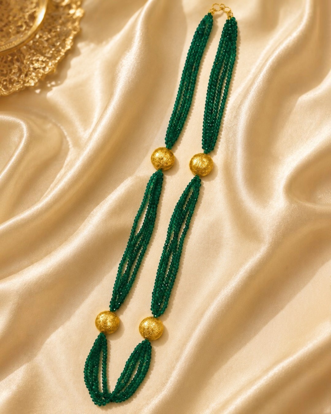 Graceful Green Crystal Layered Mala - Image 2
